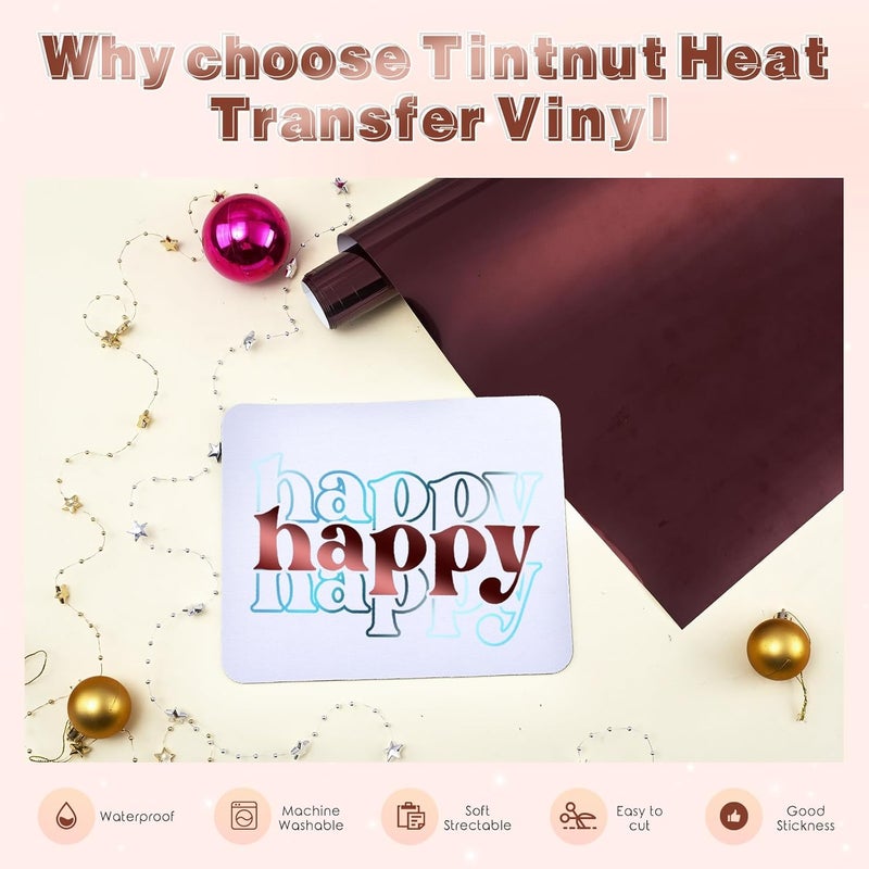 Tintnut Metallic Heat Transfer Vinyl Roll Sepia Chrome HTV - 12"x 6 ft Foil Holographic Iron On Vinyl for DIY T-Shirts Handbags Hats Crafts - Image 3